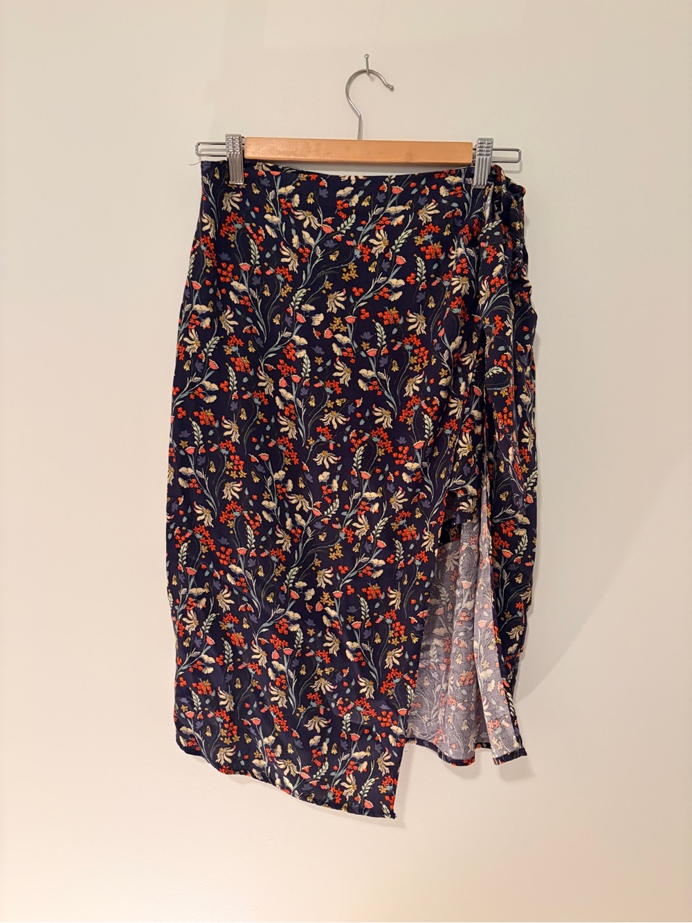 Zara Floral Wrap Midi Skirt with short